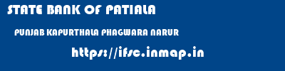 STATE BANK OF PATIALA  PUNJAB KAPURTHALA PHAGWARA NARUR  ifsc code